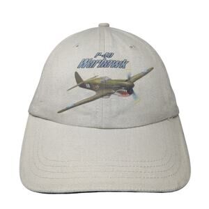 P-40 Warhawk Strapback Baseball Cap Beige One Size Adjustable Headshots KC